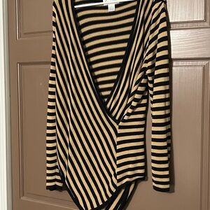 Striped Black and Tan Women's Top